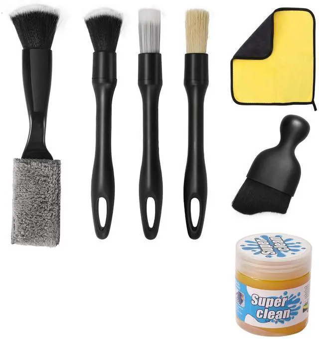Main image of 8Pcs Car Detailing Kit,160g Gel,Dual Vent Brush,Boars Hair for Auto | Scratch-Free Soft Brushes,128% Larger Reusable Gel,Towel & Storage Bag,Car Home Dual Use,Ideal Gift for Dads Car Enthusiasts