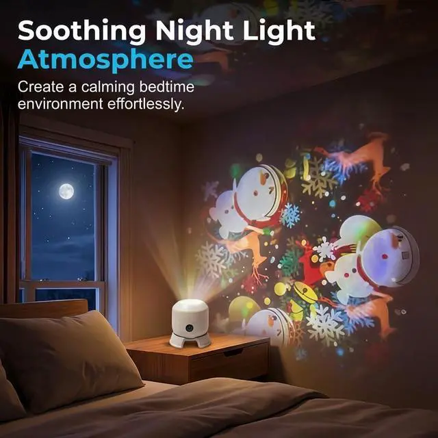 Alt view image 3 of 7 - Christmas Dynamic Rotating LED Projector Light, 360° Rotating Ocean Wave Night Projection Night Light, Multi-Angle Projection Base, for Meditation, Bedroom, Home Theater