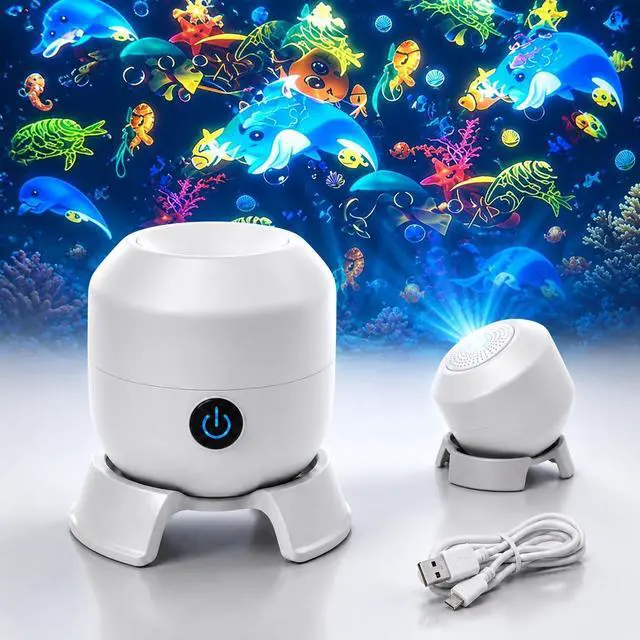Main image of 5D Ocean Projector Light, 360° Rotating Night Light for Kids Rooms | 90° Wide-Angle Ocean Glow Projection with Adjustable Brightness and USB Power for Bedroom, Movie Nights & Relaxing Ambience