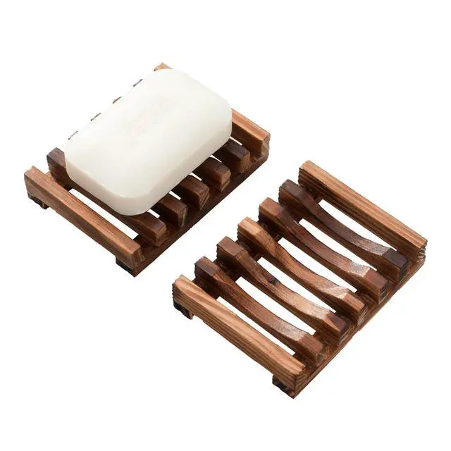 Alt view image 7 of 12 - Wooden Soap Dish for Shower,Set of 2 Shower Soap Holder,Self draining Bar Soap Holder for Bathroom, Homemade Soaps Saver Natural Soaps Tray