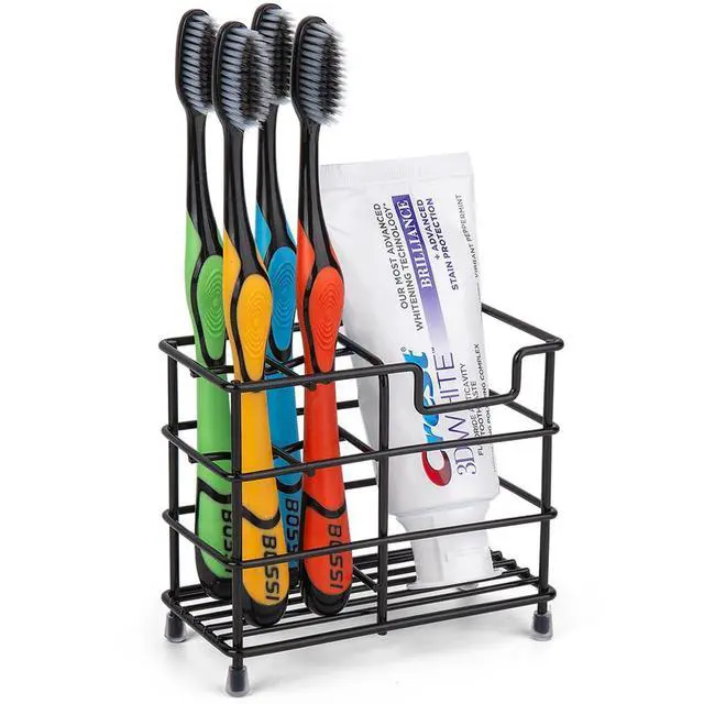 Alt view image 8 of 14 - Toothbrush Holder for Bathrooms, Stainless Steel Bathroom Black Toothbrush and Toothpaste Holder