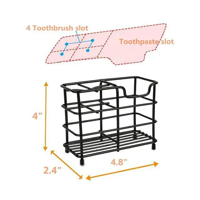 Alt view image 10 of 14 - Toothbrush Holder for Bathrooms, Stainless Steel Bathroom Black Toothbrush and Toothpaste Holder
