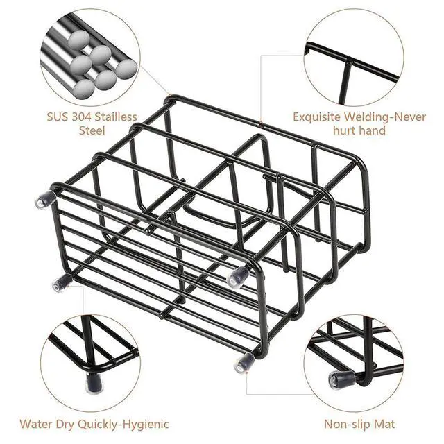 Alt view image 11 of 14 - Toothbrush Holder for Bathrooms, Stainless Steel Bathroom Black Toothbrush and Toothpaste Holder