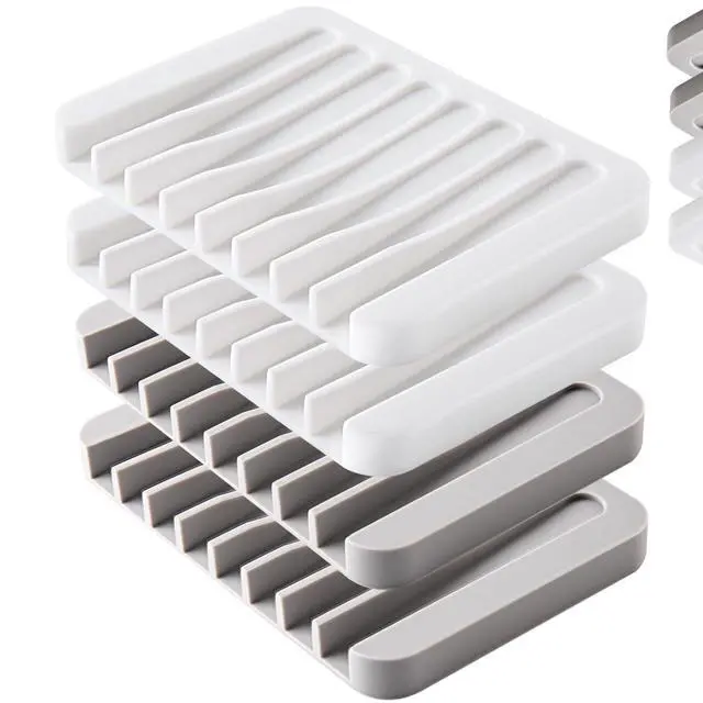 Alt view image 8 of 14 - 4PCS Self-Draining Silicone Bar Soap Dish and Holders for Shower