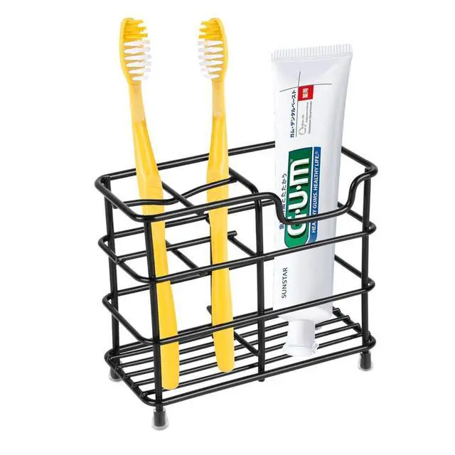 Alt view image 14 of 14 - Toothbrush Holder for Bathrooms, Stainless Steel Bathroom Black Toothbrush and Toothpaste Holder
