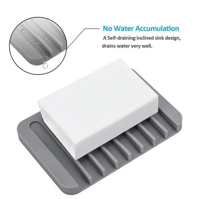 Alt view image 9 of 14 - 4PCS Self-Draining Silicone Bar Soap Dish and Holders for Shower
