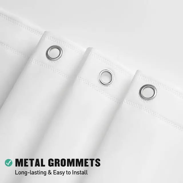 Alt view image 2 of 6 - White Peva Shower Curtain Liner, Simple Plastic Shower Curtains Liner for Modern Neutral Hotel Bathroom Decor, Waterproof Bathroom Shower Liner, 71" W x 71" H