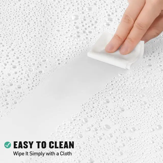 Alt view image 4 of 6 - White Peva Shower Curtain Liner, Simple Plastic Shower Curtains Liner for Modern Neutral Hotel Bathroom Decor, Waterproof Bathroom Shower Liner, 71" W x 71" H