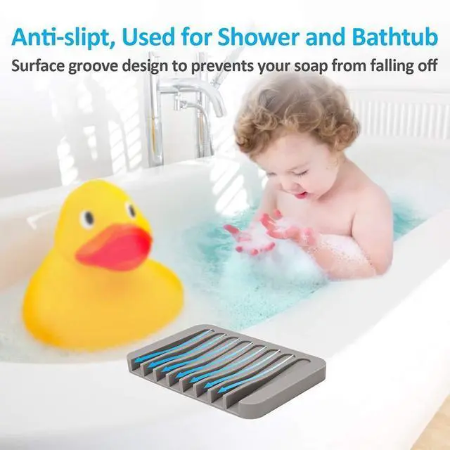 Alt view image 11 of 14 - 4PCS Self-Draining Silicone Bar Soap Dish and Holders for Shower