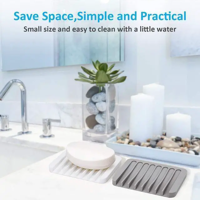Alt view image 12 of 14 - 4PCS Self-Draining Silicone Bar Soap Dish and Holders for Shower