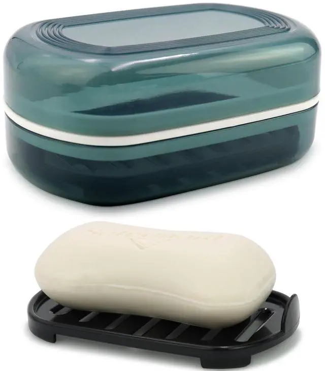 Alt view image 8 of 14 - Travel Soap Container, Bar Soap Holder, Portable Soap Case, Soap Dish with Lid for Traveling, Camping, Gym, Bathroom (Blue Style-1)