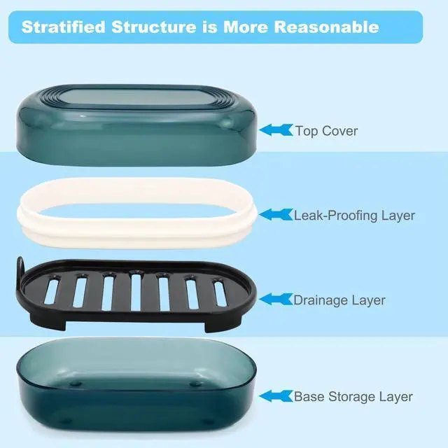 Alt view image 10 of 14 - Travel Soap Container, Bar Soap Holder, Portable Soap Case, Soap Dish with Lid for Traveling, Camping, Gym, Bathroom (Blue Style-1)