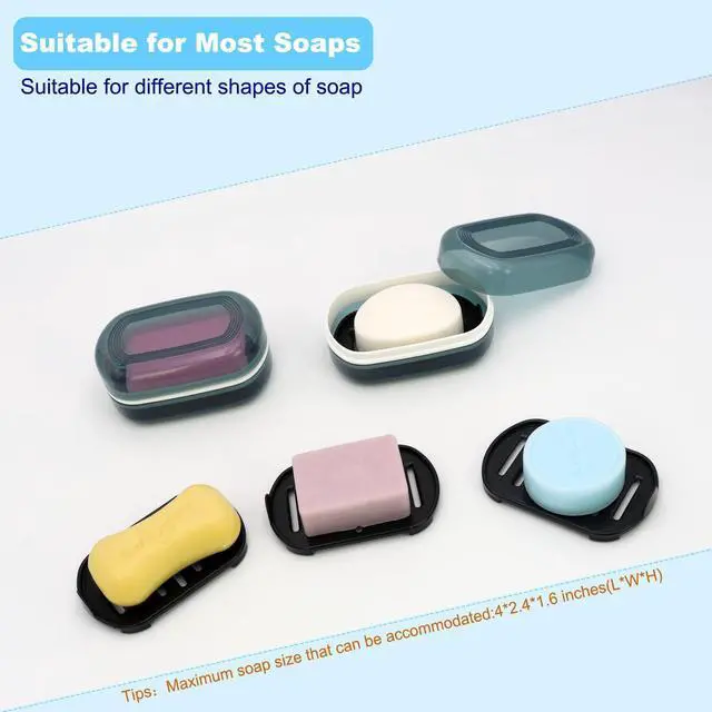 Alt view image 9 of 14 - Travel Soap Container, Bar Soap Holder, Portable Soap Case, Soap Dish with Lid for Traveling, Camping, Gym, Bathroom (Blue Style-1)