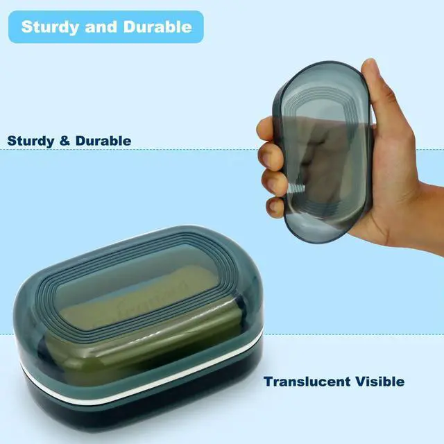 Alt view image 13 of 14 - Travel Soap Container, Bar Soap Holder, Portable Soap Case, Soap Dish with Lid for Traveling, Camping, Gym, Bathroom (Blue Style-1)