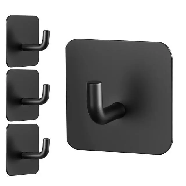 Alt view image 2 of 7 - 4 Pack Adhesive Hooks Self-Adhesive Towel Coat Hooks Sticky Wall Hanger