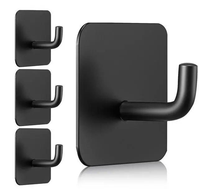Main image of 4 Pack Adhesive Hooks Self-Adhesive Towel Coat Hooks Sticky Wall Hanger