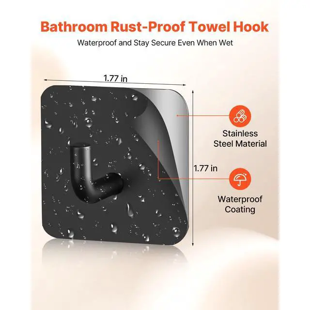 Alt view image 3 of 7 - 4 Pack Adhesive Hooks Self-Adhesive Towel Coat Hooks Sticky Wall Hanger