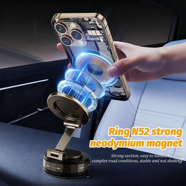 Alt view image 5 of 6 - Vacuum Magnetic Car Phone Holder, 360° Adjustable Vehicle Dashboard Cell Phone Mount with Suction Cup, Foldable Automotive Windshield Smartphone Holder, Universal for SUV RV Truck