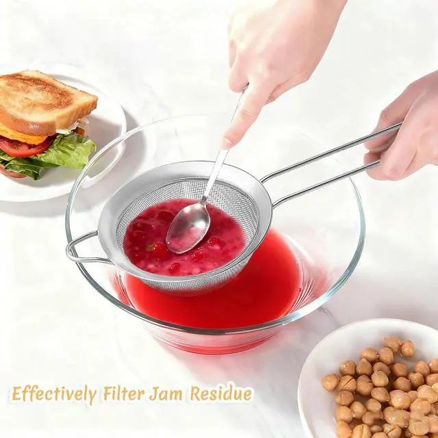 Alt view image 7 of 7 - 3Pcs Fine Mesh Strainer with Handle, Small Sifter Strainers Set, Stainless Steel Sieve Colander for Kitchen Baking Juice Quinoa Food Flour