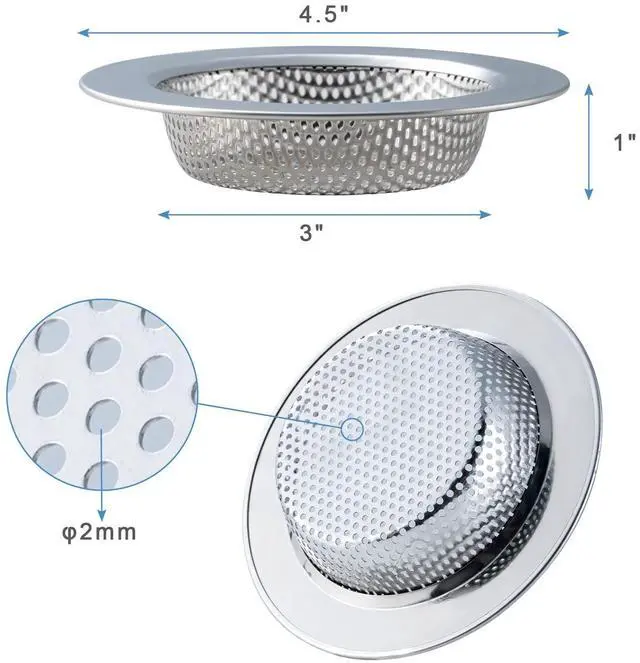Alt view image 4 of 7 - 2 Pcs Sink Strainer Double-Layer Safe Design for Kitchen Sink Drain Basket