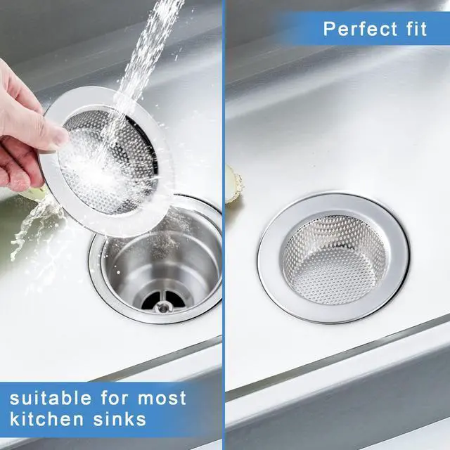 Alt view image 7 of 7 - 2 Pcs Sink Strainer Double-Layer Safe Design for Kitchen Sink Drain Basket