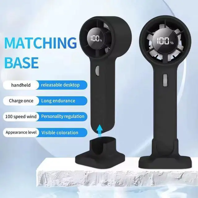 Alt view image 4 of 6 - Portable Fan Handheld Fan, Rechargeable Mini Turbo Fan with 100 speed Levels, USB Personal Cooling Fan with Desktop Base, Traveling Cooling Fan