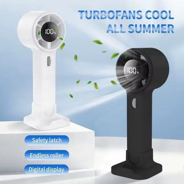 Alt view image 2 of 6 - Portable Fan Handheld Fan, Rechargeable Mini Turbo Fan with 100 speed Levels, USB Personal Cooling Fan with Desktop Base, Traveling Cooling Fan