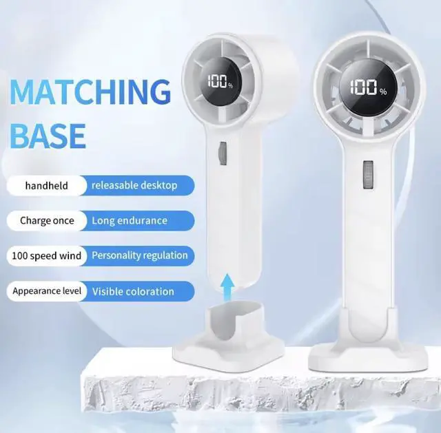 Alt view image 3 of 6 - Portable Fan Handheld Fan, Rechargeable Mini Turbo Fan with 100 speed Levels, USB Personal Cooling Fan with Desktop Base, Traveling Cooling Fan