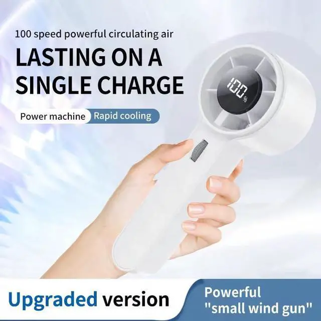 Alt view image 5 of 6 - Portable Fan Handheld Fan, Rechargeable Mini Turbo Fan with 100 speed Levels, USB Personal Cooling Fan with Desktop Base, Traveling Cooling Fan