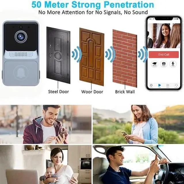 Alt view image 2 of 7 - Smart Wireless WiFi Doorbell Intercom Video Camera Door Ring Bell Chime Security