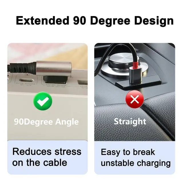 Alt view image 4 of 7 - Right Angle Coiled USB to Type C Cable, Upgrade USB Blind Plug | 90Degree USB C Retractable 6A Fast Charging Cord, Charge and Sync for Car, Phone 15/16,S23/S22/S21,Carplay-4.9Ft