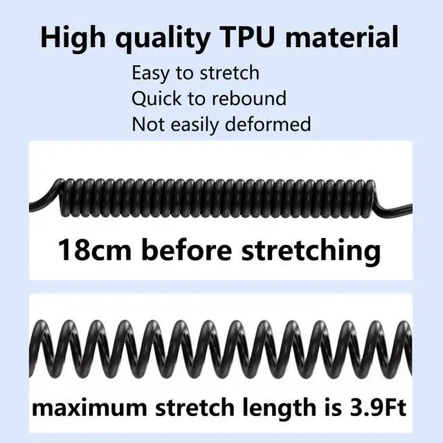 Alt view image 7 of 7 - Right Angle Coiled USB to Type C Cable, Upgrade USB Blind Plug | 90Degree USB C Retractable 6A Fast Charging Cord, Charge and Sync for Car, Phone 15/16,S23/S22/S21,Carplay-4.9Ft