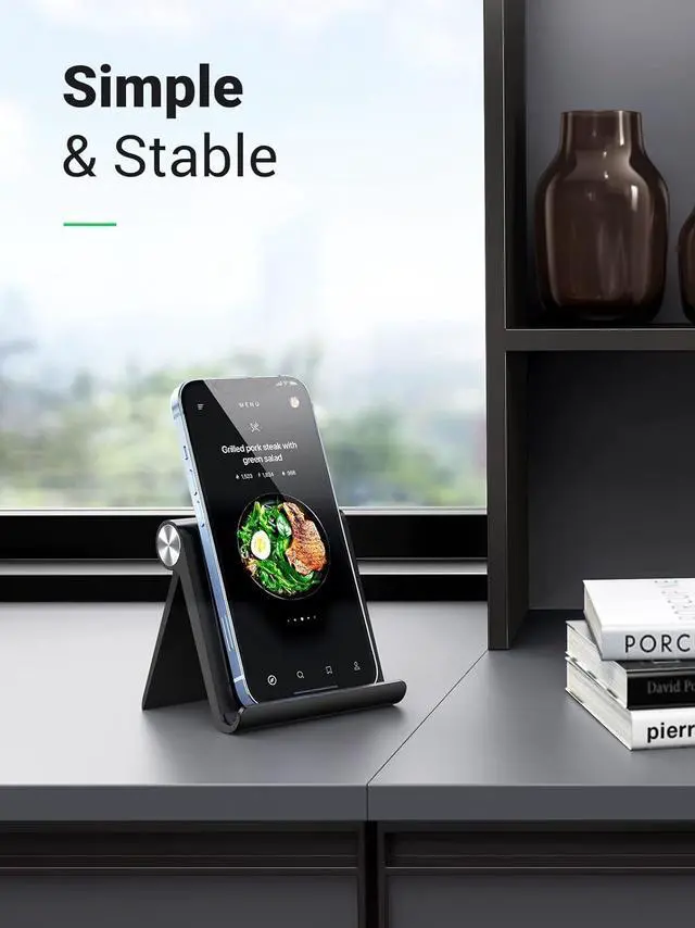 Alt view image 2 of 7 - Cell Phone Stand Holder for Desk Adjustable Compatible with iPhone 13 12 Pro Max 11 SE XS XR 8 Plus 6 7 Samsung Galaxy Note20 S20 S10 S9 S8 Android Smartphone Mobile Phone Dock Foldable, Black