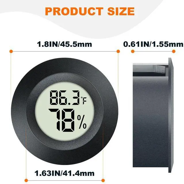 Alt view image 2 of 6 - 2 Pack Hygrometer Thermometer Mini Digital LCD Monitor Indoor/Outdoor Humidity Meter Gauge Temperature for Humidifiers Dehumidifiers Greenhouse Reptile Humidor Fahrenheit/Celsius(/)