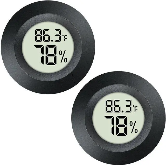 Main image of 2 Pack Hygrometer Thermometer Mini Digital LCD Monitor Indoor/Outdoor Humidity Meter Gauge Temperature for Humidifiers Dehumidifiers Greenhouse Reptile Humidor Fahrenheit/Celsius(/)