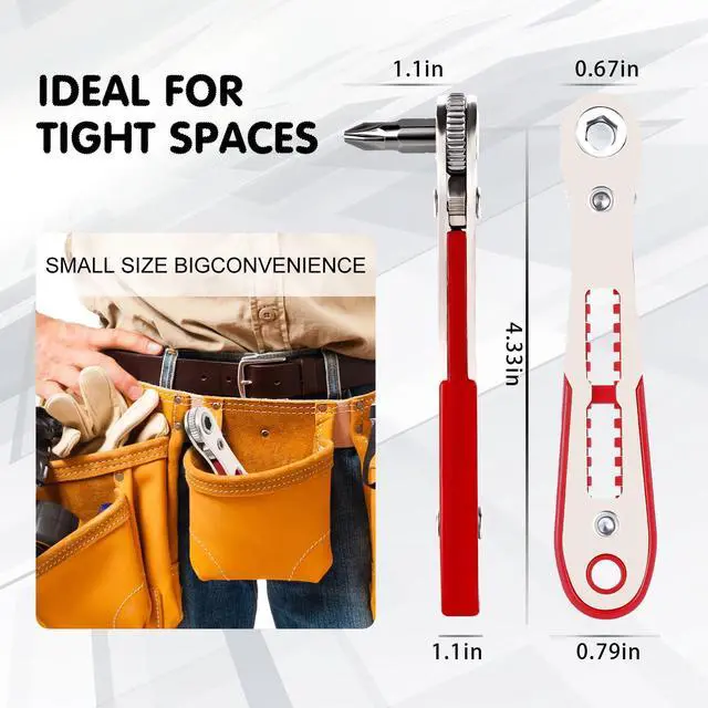 Alt view image 3 of 7 - 22-in-1 Magnetic Ratchet Screwdriver Set w/Reversible Wrench & Bits | Compact for Tight Spaces, DIY/Home/Car Repairs | Best Gift for DIYers, Handymen & Men