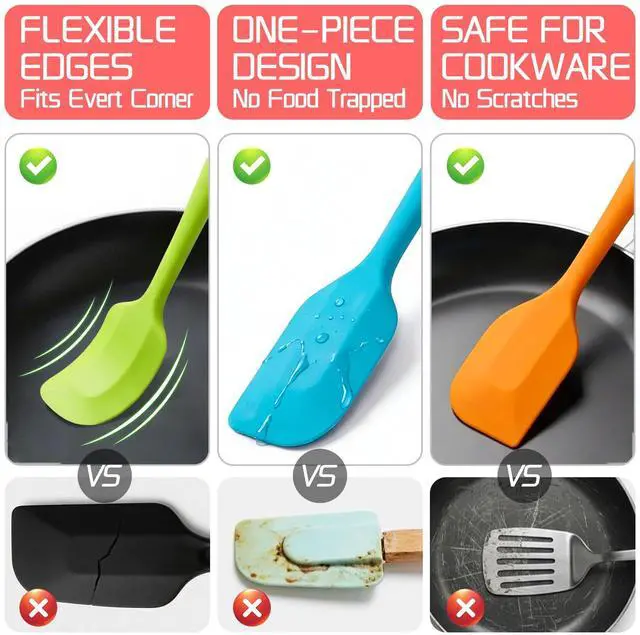 Alt view image 4 of 5 - 5 Pieces Silicone Spatula Set BPA Free Non Stick Rubber Spatula Heat Resistant Set Ideal for Baking Cooking Mixing Dishwasher Safe Kitchen Tools Multicolor