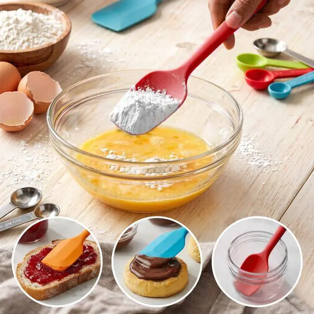 Alt view image 5 of 5 - 5 Pieces Silicone Spatula Set BPA Free Non Stick Rubber Spatula Heat Resistant Set Ideal for Baking Cooking Mixing Dishwasher Safe Kitchen Tools Multicolor