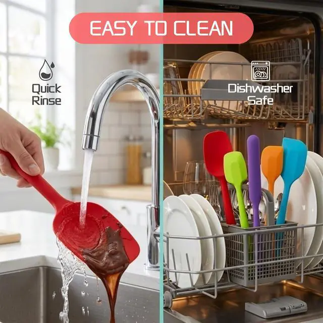 Alt view image 3 of 5 - 5 Pieces Silicone Spatula Set BPA Free Non Stick Rubber Spatula Heat Resistant Set Ideal for Baking Cooking Mixing Dishwasher Safe Kitchen Tools Multicolor