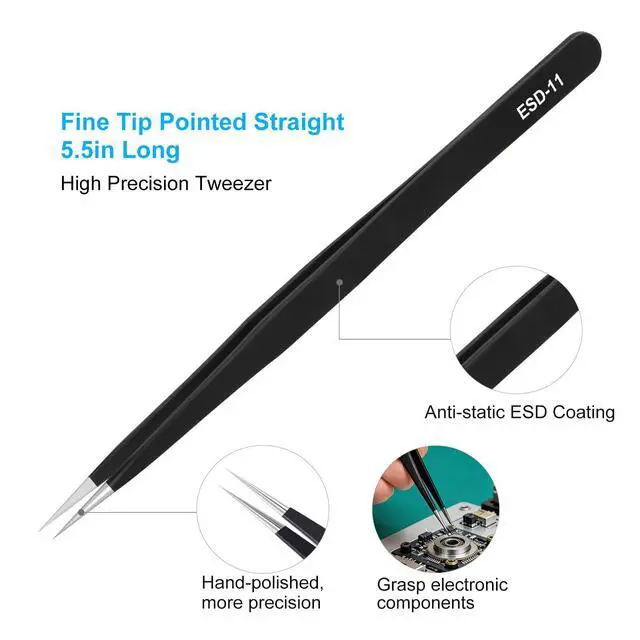 Alt view image 10 of 14 - 3PCS Precision Tweezers Set, Upgraded ESD high-end anti-static for Craft, Electronics, Soldering, Laboratory Work, Soldering, Model, Eyelash Extensions, Nail stickers, Jewelry-Making