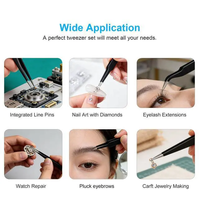 Alt view image 14 of 14 - 3PCS Precision Tweezers Set, Upgraded ESD high-end anti-static for Craft, Electronics, Soldering, Laboratory Work, Soldering, Model, Eyelash Extensions, Nail stickers, Jewelry-Making