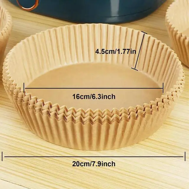 Alt view image 4 of 6 - 100-Pack 6.3-Inch Air Fryer Disposable Paper Liners - Non-Stick Parchment Liners for Air Fryer, Grease-Proof Baking Cups, Easy Cleanup Kitchen Accessories