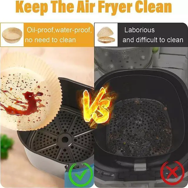 Alt view image 5 of 6 - 100-Pack 6.3-Inch Air Fryer Disposable Paper Liners - Non-Stick Parchment Liners for Air Fryer, Grease-Proof Baking Cups, Easy Cleanup Kitchen Accessories