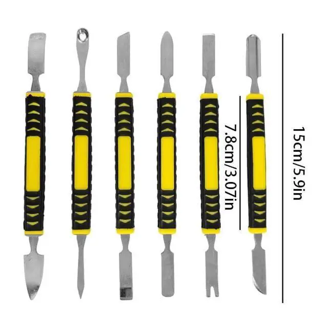 Alt view image 2 of 4 - NEW 6-Piece Metal Pry Bar Set, 6-Inch Crowbar Tools with Non-Slip Handles for Electronics Repair, Smartphone iPhone Tablet Laptop PC Watch Eyeglasses Opening Repair Tool Kit