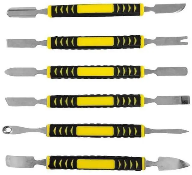 Main image of NEW 6-Piece Metal Pry Bar Set, 6-Inch Crowbar Tools with Non-Slip Handles for Electronics Repair, Smartphone iPhone Tablet Laptop PC Watch Eyeglasses Opening Repair Tool Kit