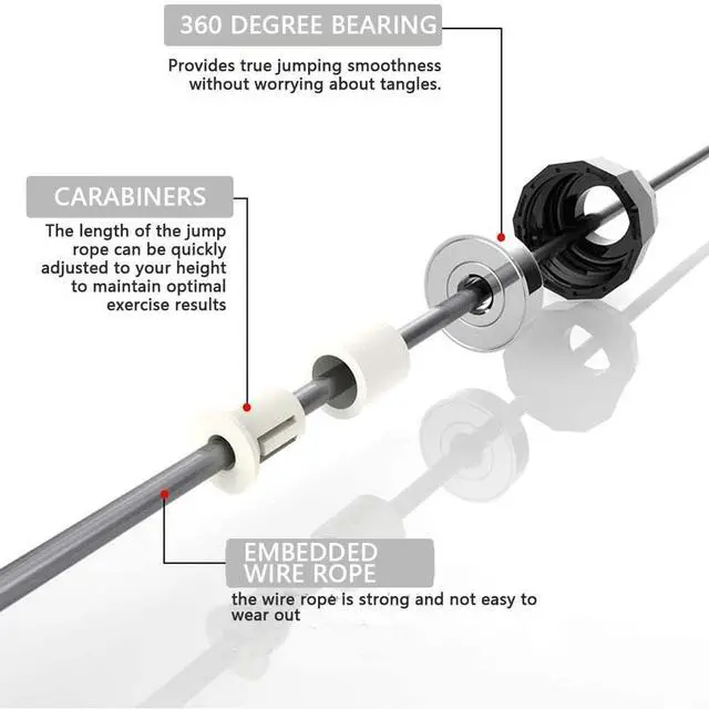 Alt view image 4 of 6 - Jump Rope, Adjustable Jump Ropes for Fitness for Women Men and Kids Tangle-Free Rapid Speed Jumping Rope Cable with Ball Bearings Exercise&Slim Body at Home School Gym Black