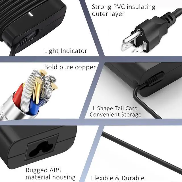 Alt view image 3 of 7 - Replacement for Dell Laptop Charger 65W USB-C;Compatible with All Dell Computer 65 Watt USB Type C Power Adapter