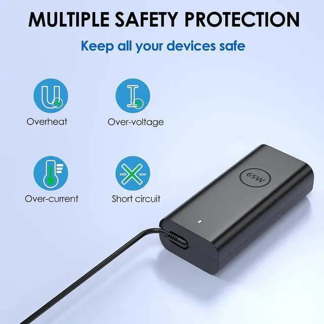 Alt view image 5 of 7 - Replacement for Dell Laptop Charger 65W USB-C;Compatible with All Dell Computer 65 Watt USB Type C Power Adapter