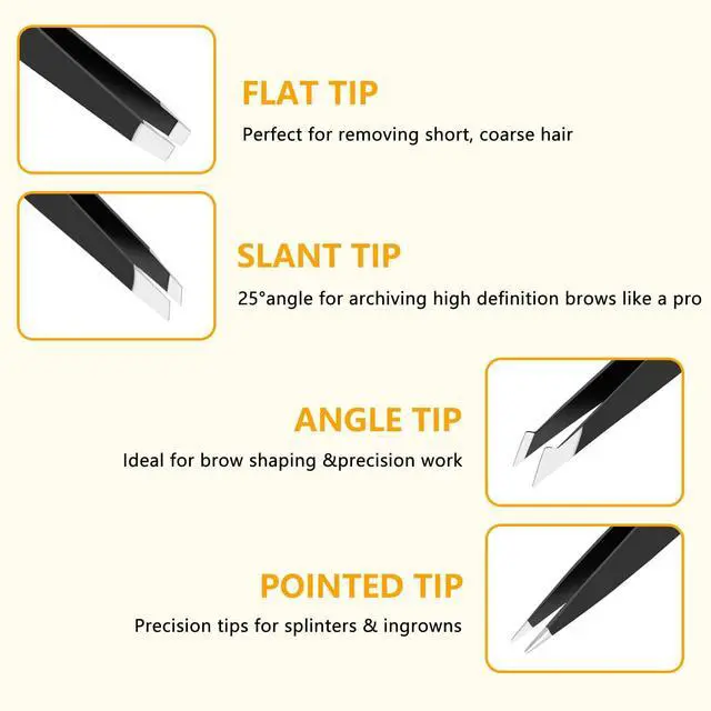 Alt view image 2 of 6 - 4 PCS Stainless Steel Tweezers Set Black