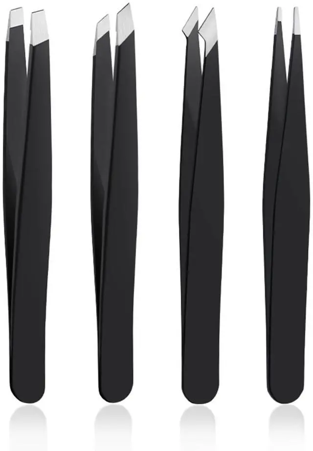 Main image of 4 PCS Stainless Steel Tweezers Set Black